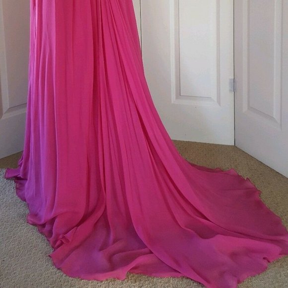 *$4000 NEW MONIQUE LHUILLIER STUNNING SILK LACE CHIFFON GOWN DRESS RUNWAY US 10 - Picture 5 of 12